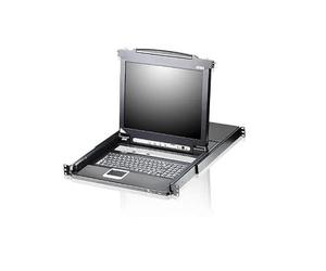 ATEN Conmutador KVMP LCD de 8 puertos, 19 puertos, puerto USB integrado, CL5708N-ATA-2XK07GG (puerto USB integrado con diseño de teclado suizo/alemán)