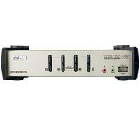 Aten CS1734B Interruptor KVM 4 Puertas USB 2.0 con Audio Surround 2.1, Plata