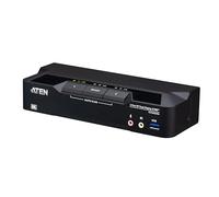 ATEN CS1942DPA - Conmutador KVM DisplayPort de doble pantalla USB 3.0 8K de 2 puertos, control de 2 PC con 2 monitores, 1 teclado y mouse, 8K a 60Hz, 4K a 120Hz, tecla de acceso rápido, botón, puerto