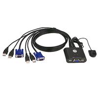 ATEN Switch KVM formato cable VGA USB de 2 puertos con selector remoto de puerto
