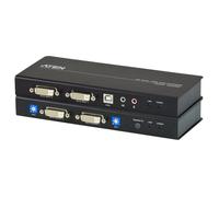 ATEN Extensor KVM DVI Dual Monitor USB con Audio y RS-232, Resolucion 1920x1200, Distancia 60m sobre Cat5/Cat5e, Transmisor y Receptor