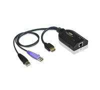ATEN KA7168 Negro Cable para Video, Teclado y ratón (kvm) - Switch KVM (104 g, Negro, De plástico, USB, HDMI, 1 x RJ-45, 2 x USB A, 1 x HDMI)