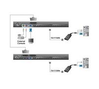 ATEN Consola LCD dual rail con switch KVM integrado multi-interfaz Cat 5 de 16 puertos