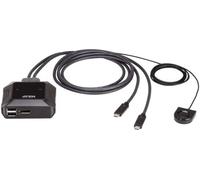 Aten switch kvm displayport 4k usb-c de 2 puertos con selector de puer