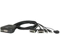 Aten Interruptor KVM CS22D – 2 puertos DVI USB con selector remoto – Negro