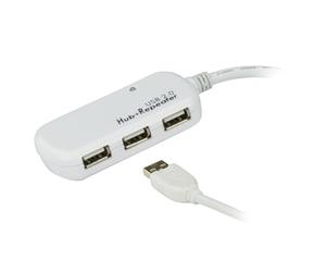 ATEN UE2120H Centro o Nodo - Concentrador (480 Mbit/s, USB 2.0, 12 m, 5 V, 630 g, 41 mm) Color Blanco