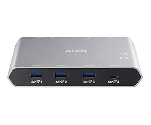 ATEN US3342 - Interruptor compartido USB-C Gen 2 de 2 puertos con paso de alimentación - USB 3.1 (Gen 2) tipo C - Externo - 4 puertos USB - Mac, PC