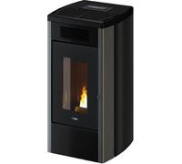 Atena Plus 14 T2 - Estufa de pellets ventilada 13,7 kW, depósito 23 kg, volumen calefactable 399 m3, metal titanio