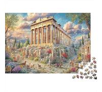 Atenas Panorama Set De Rompecabezas 1000 Piezas para Adolescentes, Papel Reciclado,Antiguas ruinas del Partenón Decoración Interior, Regalo Parejas, Actividad Indoor 52x38cm/1000pcs