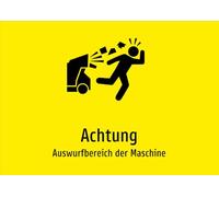 Atención: área de expulsión de la máquina - Pegatinas A5: 210 x 148 mm - con gráficos y texto