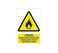 Atención no encender fuego llamas o chispas