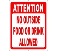 Atención no exterior comida o bebida permitida señal aviso calle tráfico peligro advertencia durable vintage decoración de pared arte