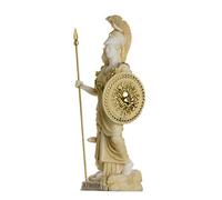 Atenea con Búho Medusa Escudo Diosa Griega Estatua De Alabastro Dorado 17 cm
