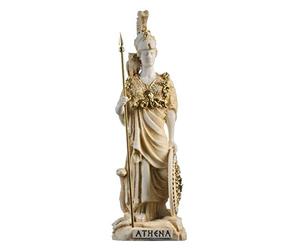 Atenea Con Búho Medusa Escudo Diosa Griega Estatua De Alabastro Oro 27 cm