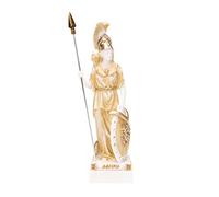 Atenea con búho Medusa sosteniendo escudo diosa griega alabastro estatua dorada 10.23 pulgadas