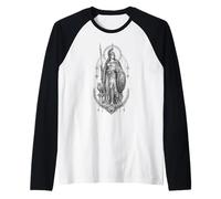 Atenea Diosa Griega búho Escudo Lanza mitología Obra de Arte Camiseta Manga Raglan