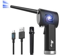 ATEngeus Soplador de Polvo Eléctrico, Soplador de Aire Comprimido Recargable, Aire Comprimido Limpieza PC con cable USB y cepillo limpieza para PC, Teclado, Coche, Oficina