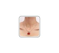 Atentuyi Boho Capas Pequeño Collar Corazón Oro Rojo Cereza Colgante Delgado Collar Delicado Pequeño Amor Gota Simple Gargantilla Delicada Cadena Corta Linda Joyería Minimalista Para Las Mujeres