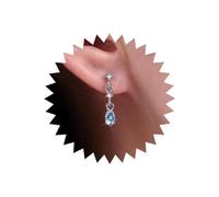 Atentuyi Boho Diminuta Lágrima Pendientes De Cristal De Plata Pequeña Gota Cz Pendientes Colgantes Pendientes De Diamantes De Imitación Azul Ovalada Pendientes De Zafiro Pequeños Pendientes