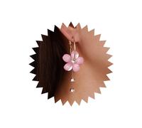 Atentuyi Boho Gran Acrílico Rosa Flor Pendientes Colgantes Oro Cz Resina Flor Aro Pendientes Pequeños Pendientes De Cristal Borla 5 Hojas Pétalos Pendientes Grandes Pendientes Florales Joyas