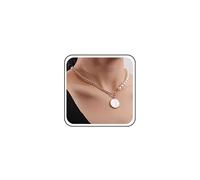 Atentuyi Boho Punk Gótico Grueso Collar Oro Grueso Collar Perlas Moneda Simple Colgante Redondo Corto Delgado Plano Cubano Acera Enlace Cadena T Bar Gargantilla Minimalista Declaración Mujeres