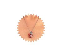 Atentuyi Collar con colgante de corazón rojo de circonita cúbica gótica, collar simple de corazón de cristal plateado, collar delgado de flores, collar minimalista, gargantilla delicada, joyería para