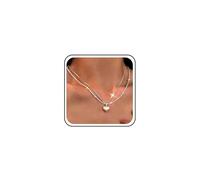 Atentuyi Layered Boho Boda Pequeño Colgante Corazón Collar Plata Diminuta Gota Amor Delgado Collar Simple Delicado Minimalista Cadena Brillante Lindo Más Pequeño Delicado Para Las Mujeres