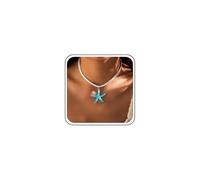 Atentuyi Layered Boho Collar Playa Grueso Collar Estrellas Mar Lindo Colgante Azul Terciopelo Blanco Grueso Simple Gargantilla Delgada Cadena Corta Minimalista Vacaciones Verano Para Mujeres