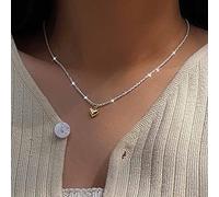 Atentuyi Mini Colgante De Corazón Collar De Plata Pequeño Collar De Corazón Gargantilla Delicado Corazón Brillante Cadena Fina Collar Colgante Pequeño Corazón Joyería Para Las Mujeres Y Las Niñas