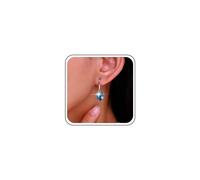 Atentuyi Pendientes bohemios de cristal azul con forma de corazón, aretes de gota de zafiro plateado, aretes colgantes de corazón de circonita cúbica, aretes de gancho de piedras preciosas para