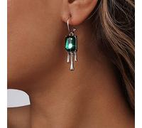 Atentuyi Pendientes De Cristal Verde Pendientes De Aro De Plata Punk Esmeralda Pendientes Colgantes Piedra Preciosa Piedra De Nacimiento Pendientes De Gemas Verdes Joyas Para Mujeres Y Niñas