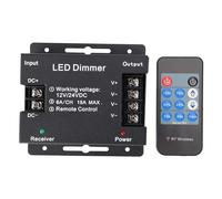 Atenuador LED Remoto Inalámbrico RF, Controlador de Atenuación PWM, Control Remoto de 11 Teclas Ajusta el Brillo DC 12V-24V Soporta hasta 30-50 Metros Control de Larga Distancia