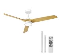 Ateroll Ventilador de techo con iluminación, Ø132 cm, 3CCT (3000K-6500K), LED de 15 W, mando a distancia, 6 velocidades,Vorwärts-/Rückwärtslauf, temporizador para salón, dormitorio (veteado de madera