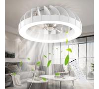 Ateroll Ventilador de Techo con luz, 46CM RGB Lampara Ventilador Techo con Control Remoto, 6 Velocidades 3000K-6500K Dimmable Silent LED Ventiladores de Techo, Temporizador y Memoria, Dormitorio Salón