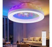 Ateroll Ventilador de Techo con luz, 48CM RGB Lampara Ventilador Techo con Control Remoto, Ventilador Silencioso de 6 Velocidades con Temporizador y Memoria, Dimmable 3000K-6500K para Dormitorio Salón