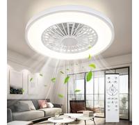 Ateroll Ventilador de Techo con luz, Ø54CM Dimmbar LED Lampara Ventilador Techo con Control Remoto, 3000K-6500K, 6 Velocidades Silencioso, Temporizador y Memoria, Moderno Ventilador para Dormitorio
