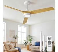 Ateroll Ventilador de Techo con Luz Silencioso, 132cm ABS Ventilador Techo con Luz y Mando a Distancia, Velocidades, Temporizador, Función Verano-invierno, para Dormitorio Salón Exterior Terraza