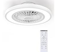 Ateroll Ventilador de Techo con Luz y Mando a Distancia, Ø54CM Ventilador Silencioso, 6 Velocidad del Viento ajustable con Control Remoto, Temporizador, Memoria de Luz, Modo Verano & Invierno