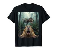 Aterrorizado Capibara Selfie con T Rex Dinosaur Funny Meme Camiseta