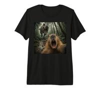 Aterrorizado Capibara Selfie con T Rex Dinosaur Funny Meme Camiseta Premium