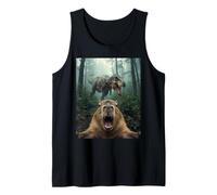 Aterrorizado Capibara Selfie con T Rex Dinosaur Funny Meme Camiseta sin Mangas