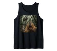 Aterrorizado Capibara Selfie con T Rex Dinosaur Funny Meme Camiseta sin Mangas