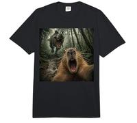 Aterrorizado Capibara Selfie con T Rex Dinosaur Funny Meme Comfort Colors Adult Heavyweight T-Shirt