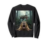 Aterrorizado Capibara Selfie con T Rex Dinosaur Funny Meme Sudadera