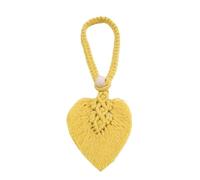 ATEUXOL Abrazaderas Cortinas Abrazaderas de Cortina con Forma Hoja Tejida, Correas borlas, Mini Tapiz Pared, Estilo nórdico for decoración for Sala Estar, Estilo Bohemio(Yellow,2pcs)