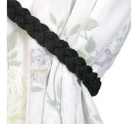 ATEUXOL Abrazaderas Cortinas De alzapaños de Cortina Hechos a Mano Bohemios, cordón algodón Trenzado, Cuerda, Correas, Accesorio Soporte for decoración del hogar(2Pcs Black)
