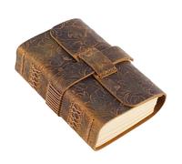 ATEUXOL Cuaderno de Viaje Vintage de Cuero Cuaderno de página papel artesanal hecho a mano, cubierta cuero vaca Vintage, libro registro reuniones, diario(Flower)