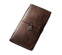 ATEUXOL Cuaderno de Viaje Vintage de Cuero Diario de cuero genuino, cuadernos Retro con cuerda for atar, línea planificación A5, notas papel en blanco puntos, viajes DIY(Style9)