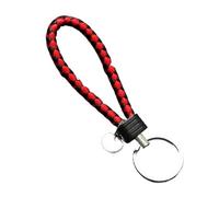 ATEUXOL Llavero Correa de Llavero de Cuerda Trenzada de Cuero sintético for Hombre y Mujer, Llavero de Coche, Regalo de joyería(Black Red)