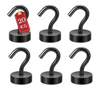 ATEWEITA Ganchos Magnéticos, Imanes Neodimio con Gancho Giratorio, 6 piezas Magnetic Hooks para refrigerador de cocina, techo, parrilla, pequeño Microondas (Nergo, 25mm)